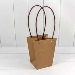 Пакет подарочный ваза для цветов 20*17*12 см Крафт 440816