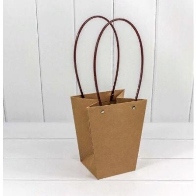 Пакет подарочный ваза для цветов 20*17*12 см Крафт 440816