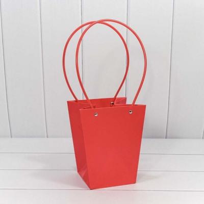 Пакет подарочный ваза для цветов 20*17*12 см Красный 442048к