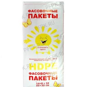 Пакеты фасовочные ПНД 14+8х32 см 7.5 мкм евроблок (условно 600 шт) Солнышко 90186