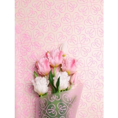 Пленка флористическая матовая в рулоне 60 см*10 м Бантики розовый 621891