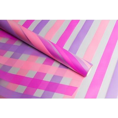 Пленка флористическая матовая в рулоне 60 см*10 м Премиум Радуга фуксия 622525