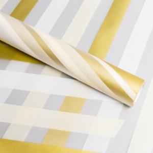 Пленка флористическая матовая в рулоне 60 см*10 м Премиум Радуга золото 622521