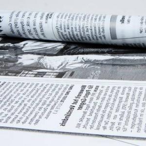 Пленка упаковочная прозрачная с рисунком для цветов и подарков в рулоне Газета 70 см Бело-черный 62296