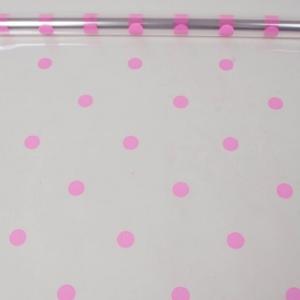 Пленка упаковочная прозрачная с рисунком для цветов и подарков в рулоне Горошины 70 см Розовый