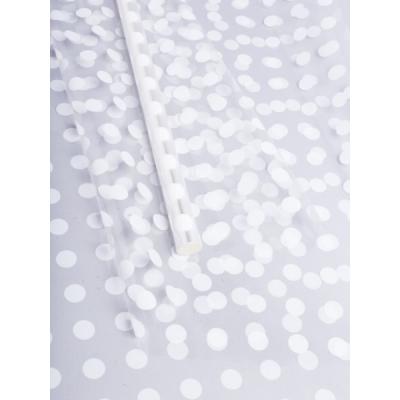 Пленка упаковочная прозрачная с рисунком для цветов и подарков в рулоне Горох18 70 см*8 м Белый 622506