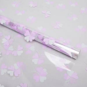 Пленка упаковочная прозрачная с рисунком для цветов и подарков в рулоне Клевер 70 см*8 м Серый жемчуг/сиреневый светлый 62420сс