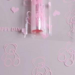 Пленка упаковочная прозрачная с рисунком для цветов и подарков в рулоне Мишки 70 см Розовый жемчуг 621934