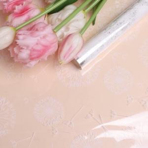 Пленка упаковочная прозрачная с рисунком для цветов и подарков в рулоне Одуванчики 70 см Белый 621392