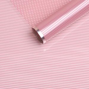 Пленка упаковочная прозрачная с рисунком для цветов и подарков в рулоне Плиссе 70 см Розовый пыльный 621396