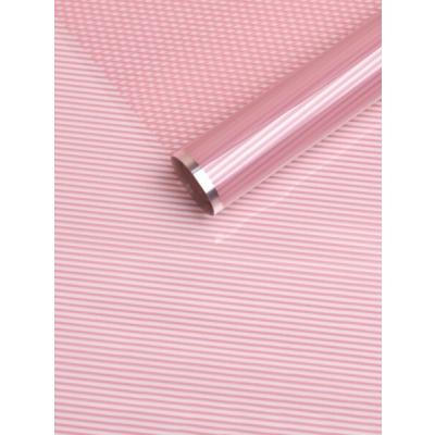 Пленка упаковочная прозрачная с рисунком для цветов и подарков в рулоне Плиссе 70 см Розовый пыльный 621396