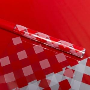 Пленка упаковочная прозрачная с рисунком для цветов и подарков в рулоне Шахматка 70 см*10 м Красный