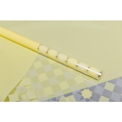 Пленка упаковочная прозрачная с рисунком для цветов и подарков в рулоне Шахматка 70 см*10 м Желтый нежный