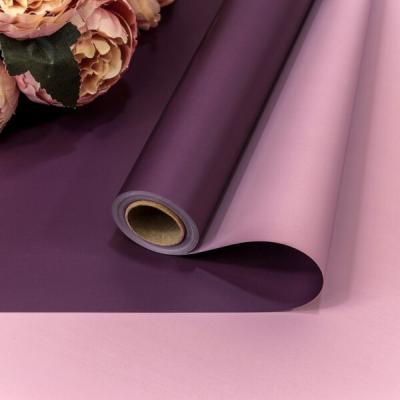 Плёнка флористическая матовая двухсторонняя в рулоне 58 см*10 м 60 мкм Серовато-фиолетовый/светло-пурпурный 441526