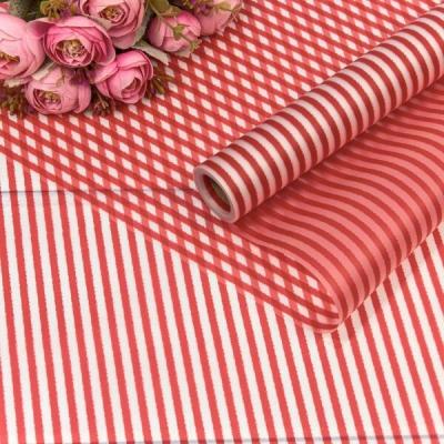 Плёнка флористическая матовая в рулоне 58 см*10 м Полоска красный 447494