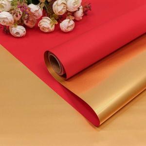 Плёнка флористическая матовая в рулоне 58 см*10 м Золотой/красный 441478
