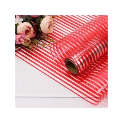 Плёнка флористическая в рулоне 58 см*10 м В полоску красный 447512