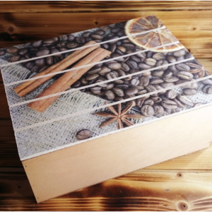 Подарочная коробка деревянная 20*20*11 см Корица 23065