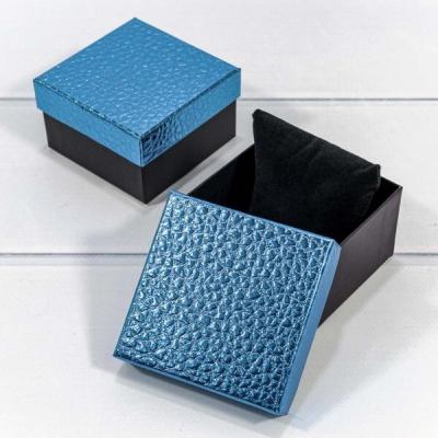 Подарочная коробка ювелирная 9.5*9.5*5.5 см Кожа крокодила синий 444205