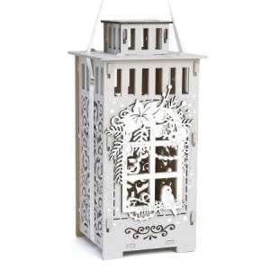 Подарочное кашпо деревянное 12*12*25 см Фонарь серый 153076