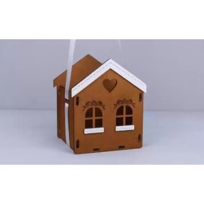 Подарочное кашпо деревянное 13*12*15.5 см Домик коричневый 154422