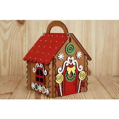 Подарочное кашпо деревянное 13*13.5*19.5 см Пряничный домик мини 15308