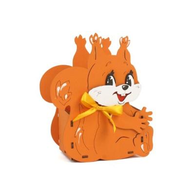 Подарочное кашпо деревянное 14.5*7.5*17.5 см Белочка оранжево-белый 152747