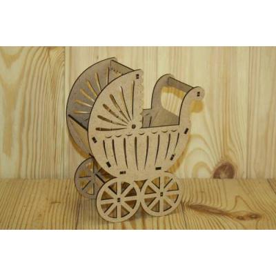 Подарочное кашпо деревянное 14.5*8.5*18.5 см Коляска малая неокрашенная 150561