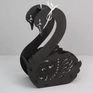 Подарочное кашпо деревянное 17.5*11*24.5 см Лебедь черный 154432