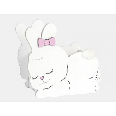 Подарочное кашпо деревянное 17*9.5*16 см Заинька белый 154662