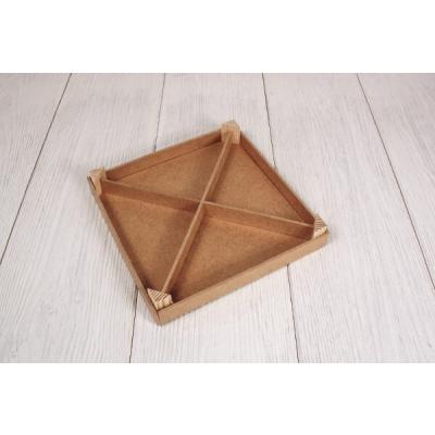 Подарочное кашпо деревянное 18.5*18.5 см Менажница квадрат крест 4 отделения 153866