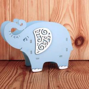 Подарочное кашпо деревянное 19*7*14 см Слоник голубой 153645