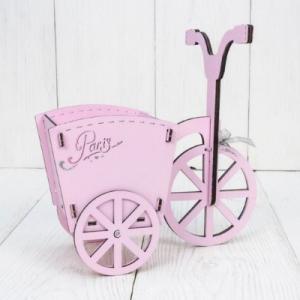 Подарочное кашпо деревянное 21*10*20 см Велосипед розовый 15484