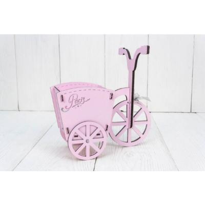 Подарочное кашпо деревянное 21*10*20 см Велосипед розовый 15484