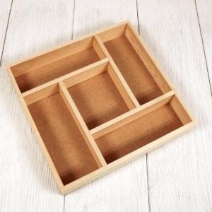 Подарочное кашпо деревянное 25*25*4 см Менажница квадрат 5 отделений 153863