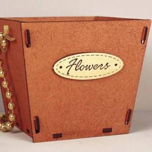 Подарочное кашпо деревянное конусом 12*12*10.5 см Flowers коричневый 153611