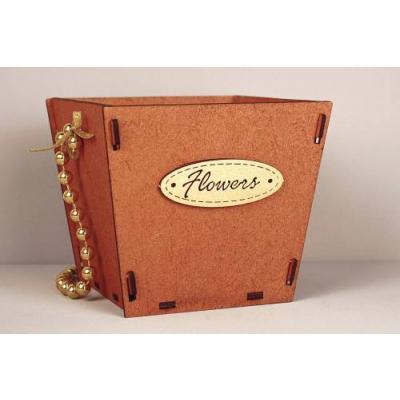 Подарочное кашпо деревянное конусом 12*12*10.5 см Flowers коричневый 153611