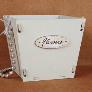 Подарочное кашпо деревянное конусом 12*12*10.5 см Flowers серый 153613