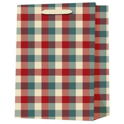 Подарочный крафт пакет 18х23х8 см Шотландка 550370
