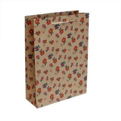 Подарочный крафт пакет 19х24х8 см Цветы мелкие 53094