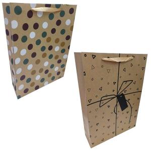 Подарочный крафт пакет 32х44х10 см Горошек 550422
