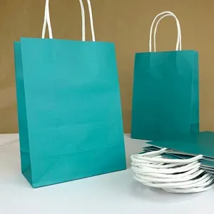 Подарочный крафт пакет с бумажной ручкой 12х17х7 см Бирюза 12 шт 530561