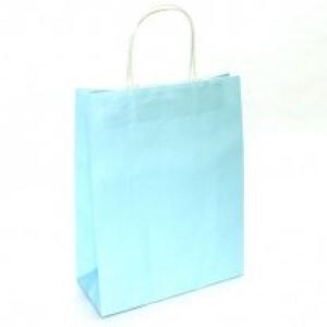 Подарочный крафт пакет с бумажной ручкой 15х21х8 см Голубой 530359