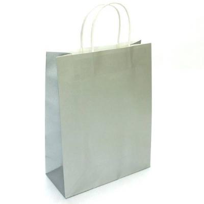 Подарочный крафт пакет с бумажной ручкой 15х21х8 см Серебро 530252