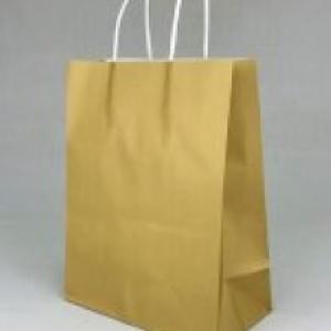 Подарочный крафт пакет с бумажной ручкой 15х21х8 см Золотой 530362