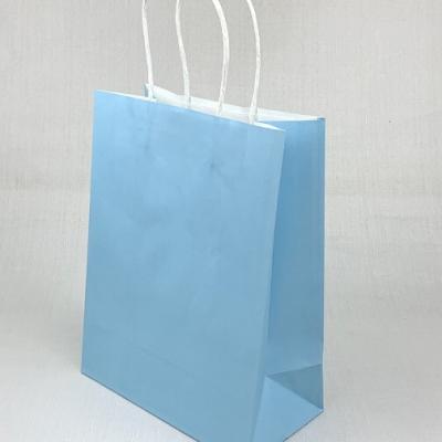 Подарочный крафт пакет с бумажной ручкой 21*27*11 см Голубой 12 шт 530220