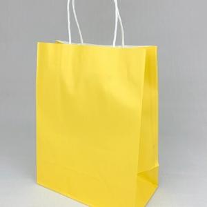 Подарочный крафт пакет с бумажной ручкой 21х27х11 см Желтый 535949