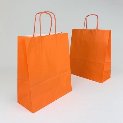 Подарочный крафт пакет с бумажной ручкой 26х36х12 см Оранжевый 53043