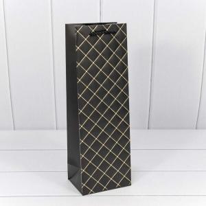 Подарочный пакет люкс бумажный 12*36*9 см Ромб черный