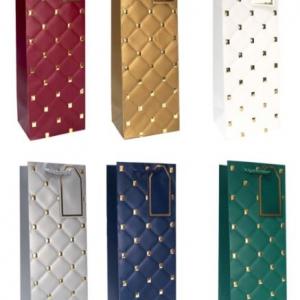 Подарочный пакет люкс бумажный 12*37*10 см Под бутылку 581368